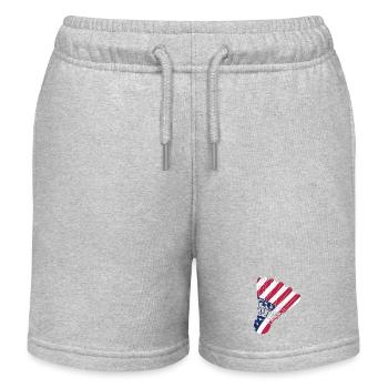 USA-Badmintonspieler-Liebhaber American Flag Patriot - Kinder Organic Joggingshorts Mini Bolter von Stanley/Stella - Grau meliert - Vorne