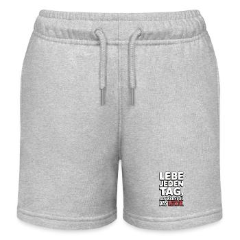 Lebe jeden Tag als wärst du das Letzte - Kinder Organic Joggingshorts Mini Bolter von Stanley/Stella - Grau meliert - Vorne