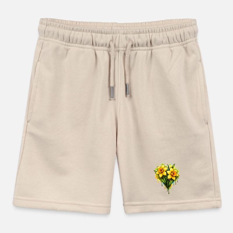 Daffodils in graffiti style Kids Organic Sweat Shorts by Stanley/Stella