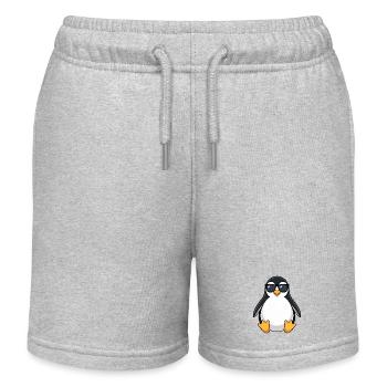 Cute Penguin Cartoon Chubby Sunglasses Summer - Kids Organic Sweat Shorts by Stanley/Stella - heather grey - Front