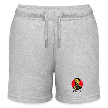 Haile Selassie I Jah Rastafari Rasta Reggae Roots  - Kinder Organic Joggingshorts Mini Bolter von Stanley/Stella - Grau meliert - Vorne