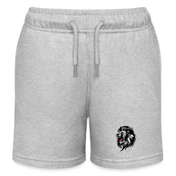 Rowing Lion Silhouette with Red Tongue - Kids Organic Sweat Shorts by Stanley/Stella - heather grey - Front