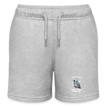 Grey Parrot Sayings Funny Grey Parrot Gift - Kids Organic Sweat Shorts by Stanley/Stella - heather grey - Front