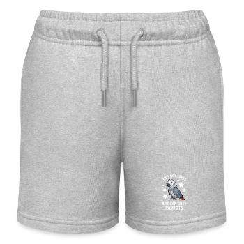 Grey Parrot Sayings Funny Grey Parrot Gift - Kids Organic Sweat Shorts by Stanley/Stella - heather grey - Front