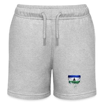 Lesotho Flagge in Tropfenkunst - Kinder Organic Joggingshorts Mini Bolter von Stanley/Stella - Grau meliert - Vorne
