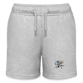 Astronaut Riding Rainbow Unicorn in Outer Space - Kids Organic Sweat Shorts by Stanley/Stella - heather grey - Front