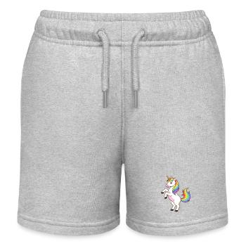 Regenbogen-Einhorn-Funkeln - Kinder Organic Joggingshorts Mini Bolter von Stanley/Stella - Grau meliert - Vorne
