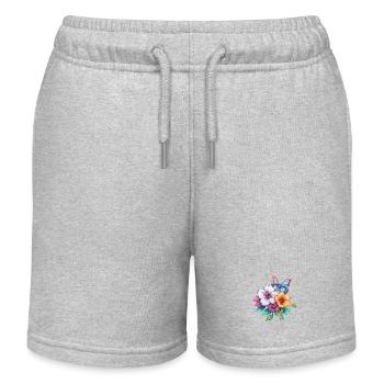 Blumenstrauß mit Schmetterling - Kinder Organic Joggingshorts Mini Bolter von Stanley/Stella - Grau meliert - Vorne