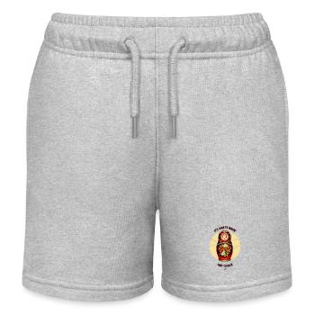 Matrjoschka Puppe Abbildung mit Inschrift - Kinder Organic Joggingshorts Mini Bolter von Stanley/Stella - Grau meliert - Vorne