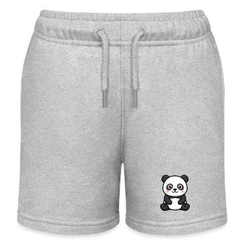Panda Plush Kawaii Cartoon - Kids Organic Sweat Shorts by Stanley/Stella - heather grey - Front