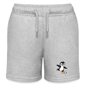 Süßer Pinguin Fußballspieler Cartoon Torschuss - Kinder Organic Joggingshorts Mini Bolter von Stanley/Stella - Grau meliert - Vorne