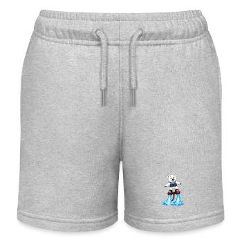 Polar Bear on Jetboard Comic Cute Water Fun - Kids Organic Sweat Shorts by Stanley/Stella - heather grey - Front