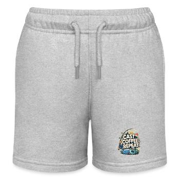 LANCER LE CAFÉ RÉPÉTER Pêche - Short de jogging enfant bio Stanley/Stella - gris chiné - Devant