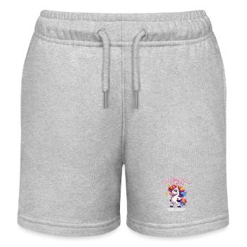 Trotziges Einhorn maximal magisch - Kinder Organic Joggingshorts Mini Bolter von Stanley/Stella - Grau meliert - Vorne