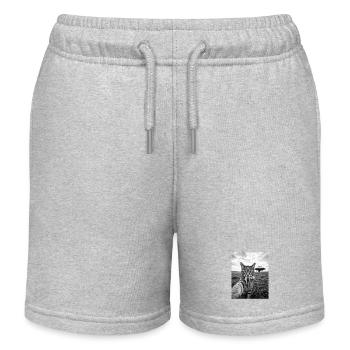 Lustige Katze Selfie mit Alien und UFO - Kinder Organic Joggingshorts Mini Bolter von Stanley/Stella - Grau meliert - Vorne