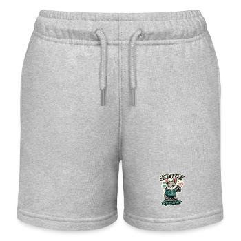 Soft Heart Strong Spirit Bunny Graffiti - Kids Organic Sweat Shorts by Stanley/Stella - heather grey - Front