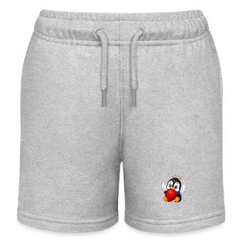 Süßer Pinguin Engel mit Erdbeere Cartoon - Kinder Organic Joggingshorts Mini Bolter von Stanley/Stella - Grau meliert - Vorne
