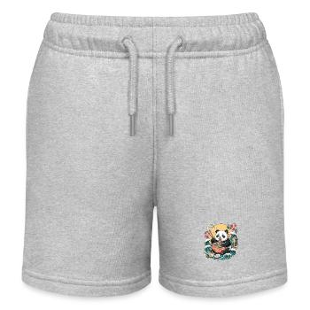 Kawaii Panda Ramen Ozeanwellen Bowl Japanisch - Kinder Organic Joggingshorts Mini Bolter von Stanley/Stella - Grau meliert - Vorne