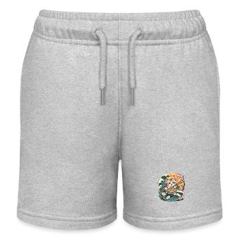 Chat mignon 電麺 Vagues de bol de ramen Sakura Coucher de soleil - Short de jogging enfant bio Stanley/Stella - gris chiné - Devant