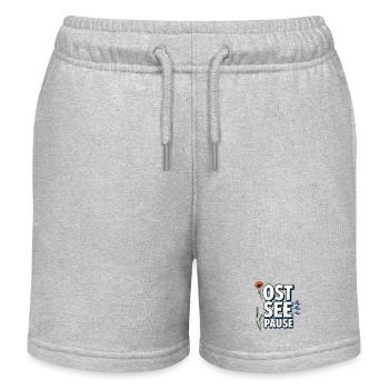 Baltic Sea Break with Waves and Coastal Flowers - Kids Organic Sweat Shorts by Stanley/Stella - heather grey - Front