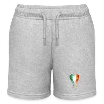 Ireland Heart Drop Art - Kids Organic Sweat Shorts by Stanley/Stella - heather grey - Front