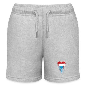 Luxembourg Herzflagge Tropfen BlauRotWeiß - Kinder Organic Joggingshorts Mini Bolter von Stanley/Stella - Grau meliert - Vorne