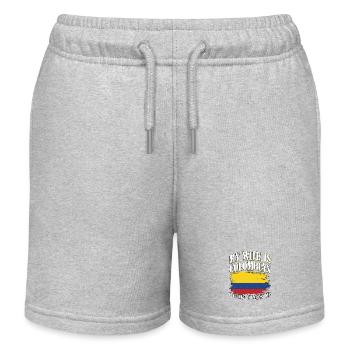 Ehefrau ist Kolumbianerin, keine Angst – Flagge Kolumbien - Kinder Organic Joggingshorts Mini Bolter von Stanley/Stella - Grau meliert - Vorne