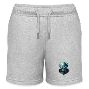 Alien Kopf mit Galaxy-Kragen - Kinder Organic Joggingshorts Mini Bolter von Stanley/Stella - Grau meliert - Vorne