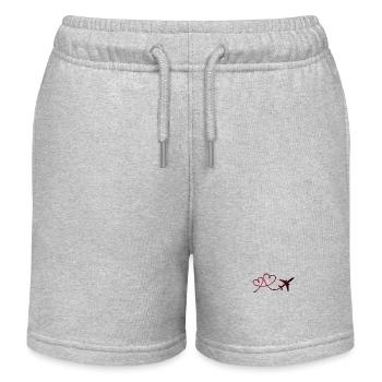 Flugzeug Flieger mit Herz - Kinder Organic Joggingshorts Mini Bolter von Stanley/Stella - Grau meliert - Vorne