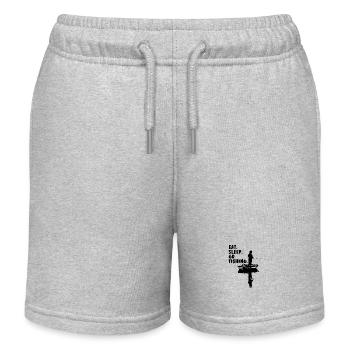 Eat. Sleep. Go fishing. - Kids Organic Sweat Shorts by Stanley/Stella - heather grey - Front