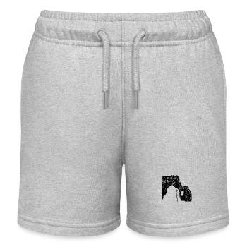 Pferd mit Frau in Vintage Design - Kinder Organic Joggingshorts Mini Bolter von Stanley/Stella - Grau meliert - Vorne