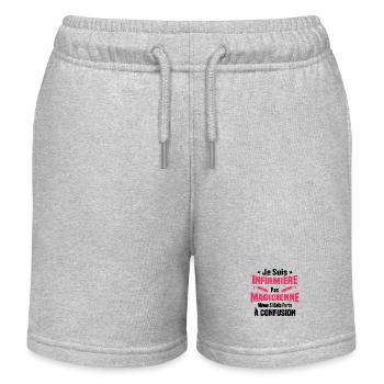 Je suis une infirmière pas magicienne - Short de jogging enfant bio Stanley/Stella - gris chiné - Devant