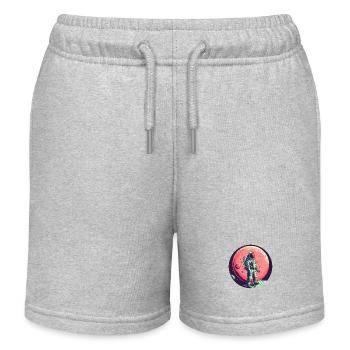 Astronaut und Roter Mond - Weltraum Erkundung - Kinder Organic Joggingshorts Mini Bolter von Stanley/Stella - Grau meliert - Vorne