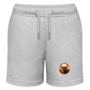 Stier, Bison, Bulle bei Sonnenuntergang, - Kinder Organic Joggingshorts Mini Bolter von Stanley/Stella - Grau meliert - Vorne