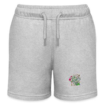 Flower meadow floral pattern flower tendril flower floral - Kids Organic Sweat Shorts by Stanley/Stella - heather grey - Front