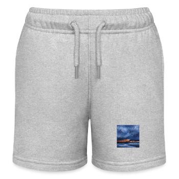 Abstrakter dunkelblauer Nachthimmel und das Meer - Kinder Organic Joggingshorts Mini Bolter von Stanley/Stella - Grau meliert - Vorne