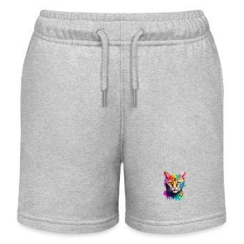 Katze Haustier Kätzchen Hauskatze Kater - Kinder Organic Joggingshorts Mini Bolter von Stanley/Stella - Grau meliert - Vorne