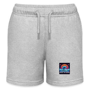 Protéger les océans Rétro - Short de jogging enfant bio Stanley/Stella - gris chiné - Devant
