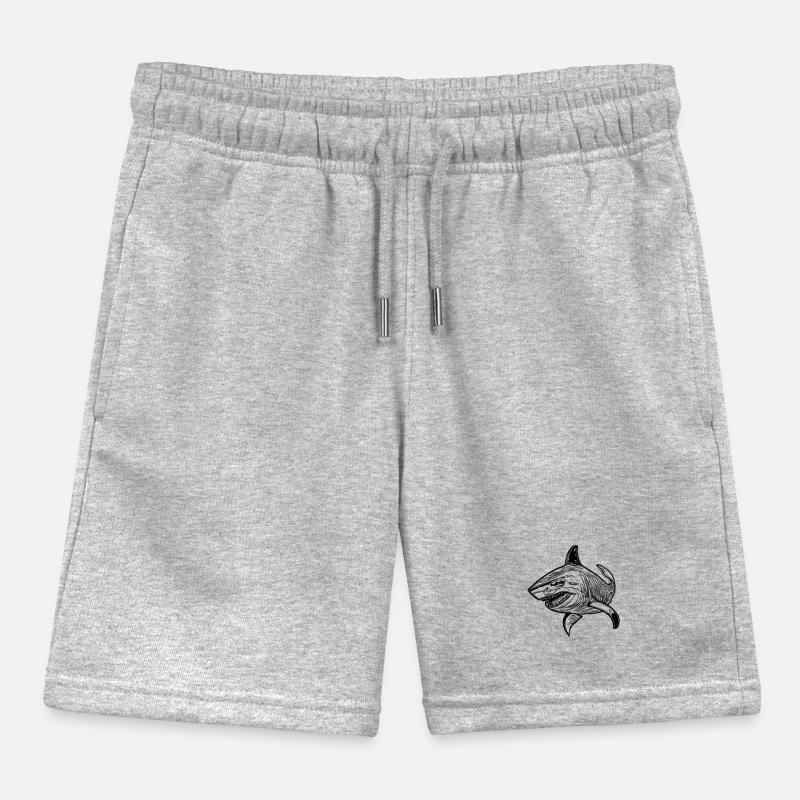 Large vintage oceanic shark with sharp teeth Kids Organic Sweat Shorts by Stanley/Stella