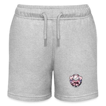 Chat samouraï & fleurs de cerisier #10 - Short de jogging enfant bio Stanley/Stella - gris chiné - Devant