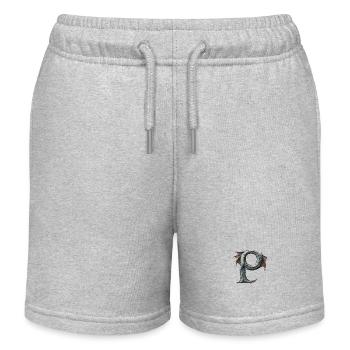 Letter "P" in dragon design. - Kids Organic Sweat Shorts by Stanley/Stella - heather grey - Front