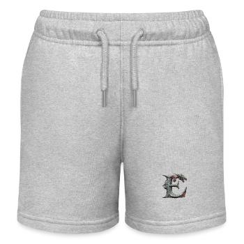 Letter "E" in dragon design. - Kids Organic Sweat Shorts by Stanley/Stella - heather grey - Front
