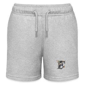 Letter "F" in dragon design. - Kids Organic Sweat Shorts by Stanley/Stella - heather grey - Front