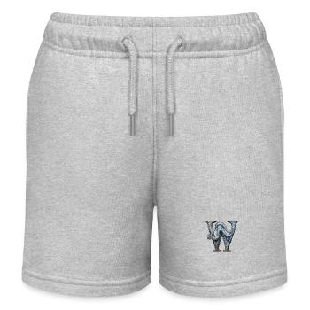 Letter "W" in dragon design. - Kids Organic Sweat Shorts by Stanley/Stella - heather grey - Front