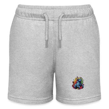Colorful Raging Bull - 1 - Kids Organic Sweat Shorts by Stanley/Stella - heather grey - Front