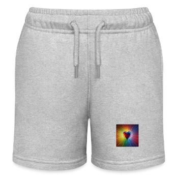 Regenbogen Herz - Kinder Organic Joggingshorts Mini Bolter von Stanley/Stella - Grau meliert - Vorne