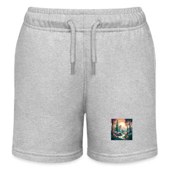 Wald mit Bach und Sonnenuntergang - Kinder Organic Joggingshorts Mini Bolter von Stanley/Stella - Grau meliert - Vorne