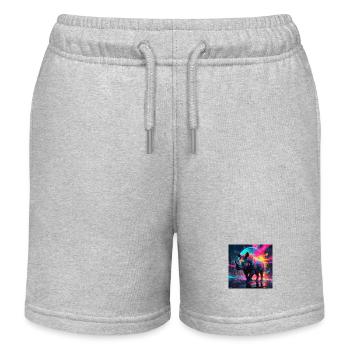 Neon Rhinoceros - Kids Organic Sweat Shorts by Stanley/Stella - heather grey - Front