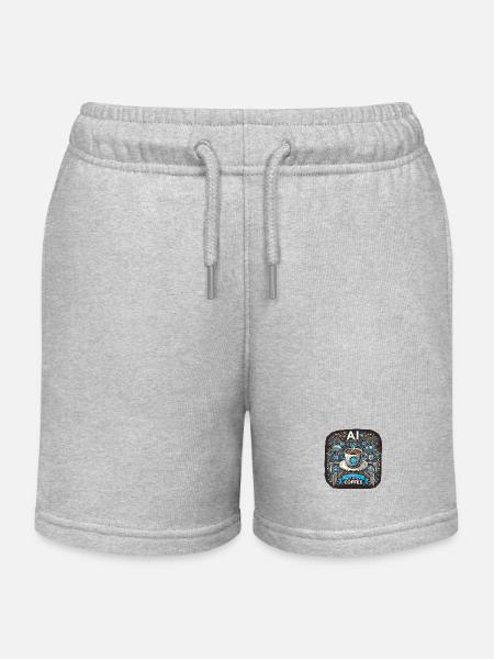 AI will change the world. But first, coffee - Kids Organic Sweat Shorts by Stanley/Stella - heather grey