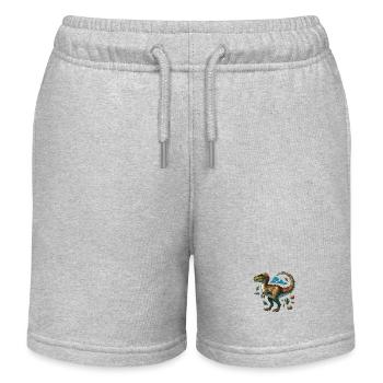 T-Rex Dino Dinosaure - Short de jogging enfant bio Stanley/Stella - gris chiné - Devant